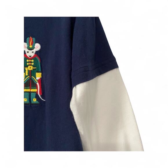 Gymboree Boys Navy Embroidered Graphic Layered Long Sleeve Shirt Christmas SZ 5T - Picture 3 of 6